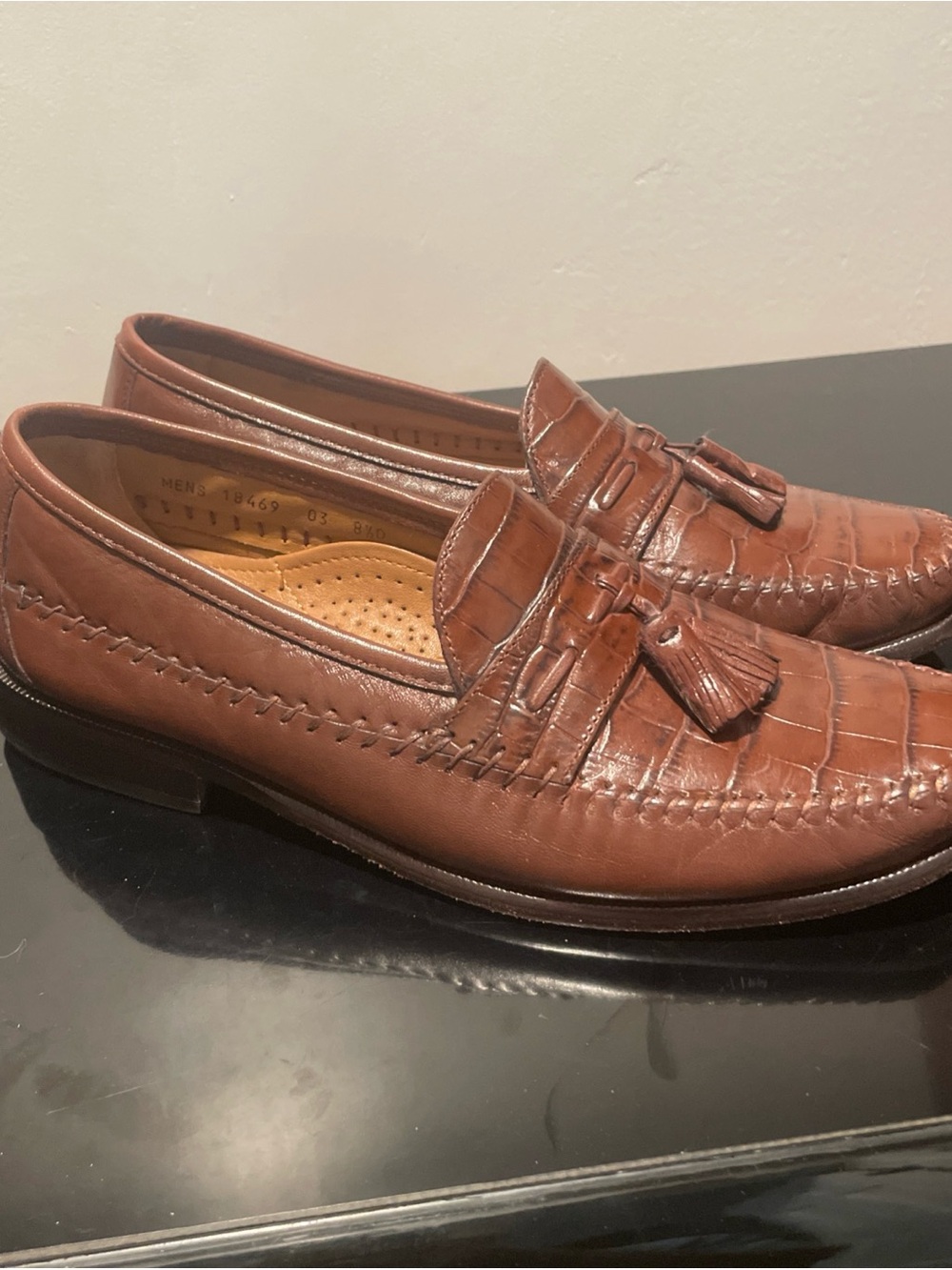 FLORSHEIM Pisa Tassel Loafers 18469 Size 8.5 D Brown Leather Crocodile